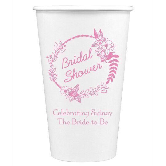 Bridal Shower Wreath Paper Coffee Cups